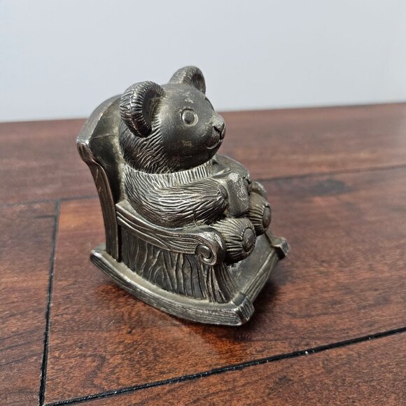 Elegance Silver Plated Bear Coin Bank Decorative Collectible - Picture 1 of 5